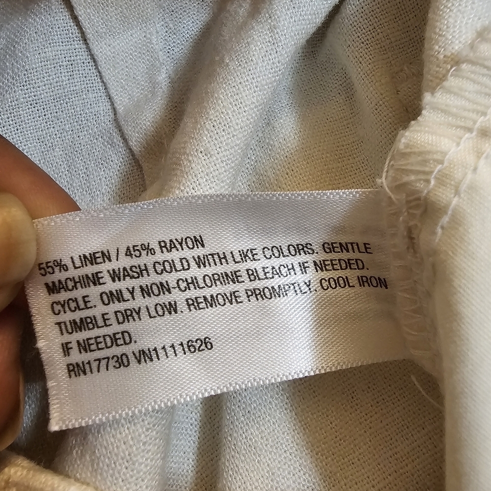 A New Day Cream Cargo Linen Blend Relaxed Baggy Casual Neutral Pants Size 4 - Picture 6 of 8